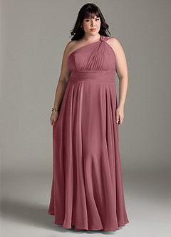 Azazie Charlize Bridesmaid Dresses Desert Rose A-Line One Shoulder Chiffon Dress image7