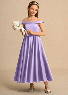 Azazie Teeny Junior Formal Flower Girl Klänningar Klä A-Line i Matt satäng Plisserad image4