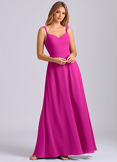 Azazie Beatrice Venta final Vestido de Fucsia de Gasa de Corte en A con Escote de Corazón image4