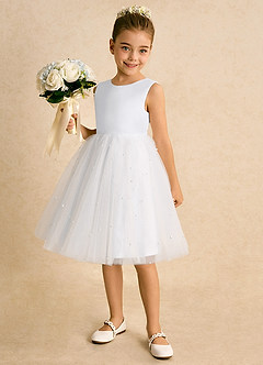 Azazie Esme Robe Demoiselle D'honneur Fillette Robe Princesse en Tulle Arc Blanc image2