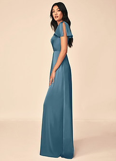 Azazie Soren Bridesmaid Dresses Bermuda A-Line Pleated Stretch Satin Dress image3