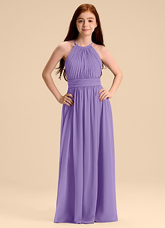 Azazie Malone Junior Vestido de Tahití de Gasa de Corte en A con Plisado image7