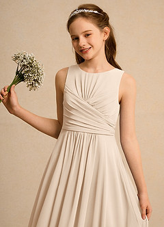 Azazie Ducky Girls Formal 플라워 걸 드레스 A라인 플리츠 쉬폰 발목 길이 드레스 image3