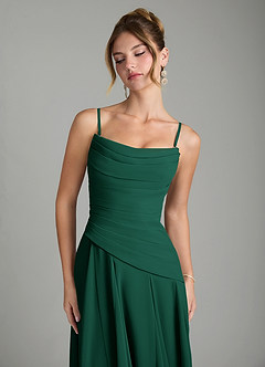 Azazie Gabriela Bridesmaid Dresses Emerald A-Line Corset Chiffon Dress image9