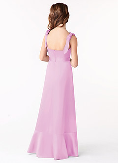 Azazie Barbara Junior Candy Pink A-Line Bow Matte Satin Dress image3