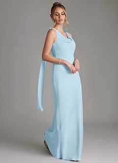 Azazie Essence Bridesmaid Dresses Sky Blue Sheath Chiffon Dress image5