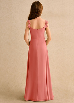 Azazie Puppy Girls Formal Flower Girl Dresses Salmon Pink A-Line Pleated Chiffon Dress image2