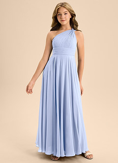 Azazie Charlize Junior Ice A-Line Pleated Chiffon Dress image3