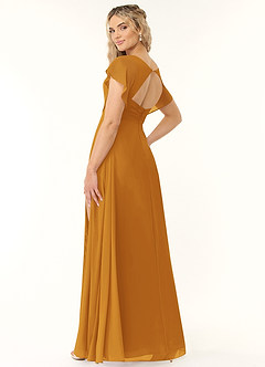 Azazie Rylee Bridesmaid Dresses Butterscotch A-Line Pleated Chiffon Dress image4