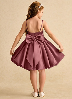 Azazie Davine vestidos de niña de las flores Vestido de Amatista de Satin Mate de Corte En A con Tirante Espagueti image1