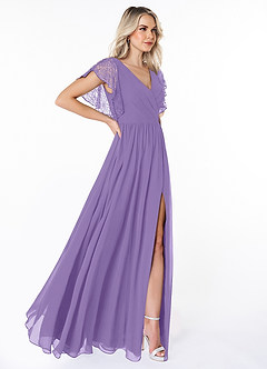 Azazie Zella Bridesmaid Dresses Tahiti A-Line Lace Chiffon Dress image4