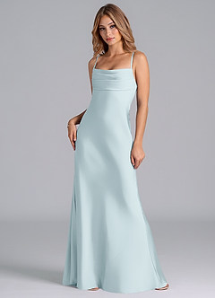 Azazie Seema Brudtärnklänningar Klä av Sjöjungfru i Stretch Satin Korsett Dimma image3