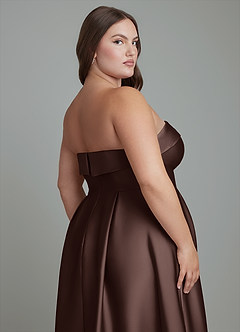 Azazie Lucienne Bridesmaid Dresses Ganache A-Line Strapless Stretch Satin Convertible Dress image10