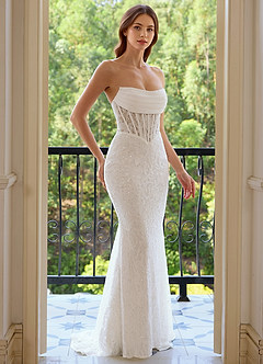 Orianthe White Sheer Corset Sequin Embroidery Mermaid Prom Dress image4