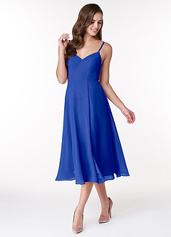 Azazie Clarissa Bridesmaid Dresses Royal Blue A-Line V-Neck Chiffon Dress image4