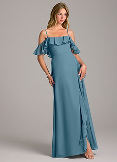 Azazie Aubrie Bridesmaid Dresses Bermuda A-Line Off the Shoulder Chiffon Dress image5