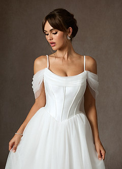 Azazie Adalyn Wedding Dresses Diamond White Ball-Gown Tulle Dress image7