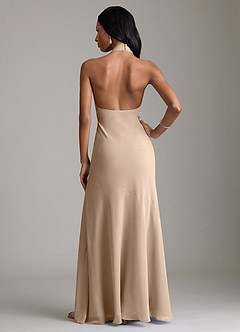 Azazie Lorena Vestidos de damas de honor Vestido de Gris Pardo de Gasa de Corte Sirena con Plisado image2