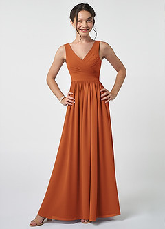 Azazie Keyla Junior A-Linie Plissee Chiffon Kleid Kanel image1