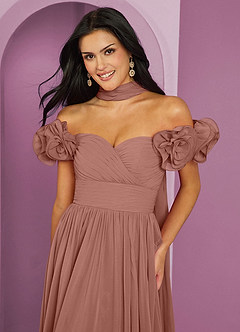 Barbie ♥ Azazie Bridesmaid Dresses Cedar Rose A-Line Off the Shoulder Chiffon Convertible Dress image5