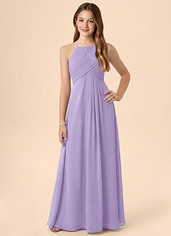 Azazie Ginny Junior Lilac A-Line Pleated Chiffon Dress image1