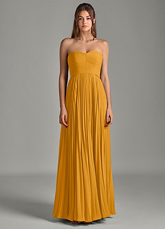 Azazie Chiana Bridesmaid Dresses Butterscotch A-Line Strapless Chiffon Dress image4