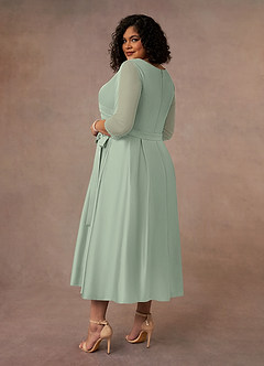 Azazie Maritza Mother of the Bride Dresses Dusty Sage A-Line Pleated Matte Satin Dress image10