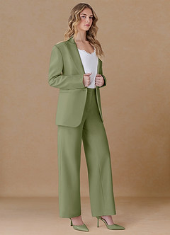 front Amelia Pistachio Refined Weave Performance Oversized Blazer