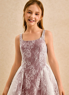 Azazie Cubbie Girls Formal Blumenmädchenkleider A-Linie Spitze Kleid Amethyst image6