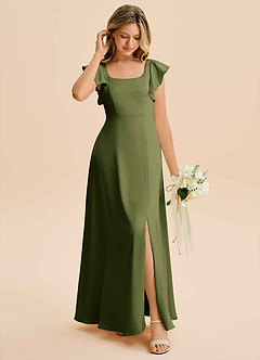 Azazie Bondi Junior Klä av A-Line i Stretch Satin Sidoslits image3