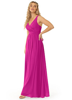 Azazie Kora Bridesmaid Dresses Fuchsia A-Line Pleated Chiffon Dress image6