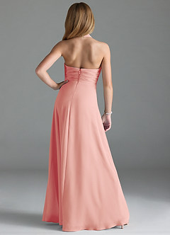 Azazie Tessie Junior A-Linie Plissee Chiffon Kleid Rosettenrosa image2