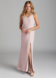 Azazie Becca Junior Robe Sirène en Mousseline de soie Rose Pâle image1