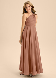 Azazie Charlize Junior Bronzer A-Line Pleated Chiffon Dress image5