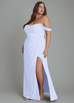 Azazie Johana Brautjungfernkleider Wandelbar Meerjungfrau-Linie Schulterfrei Chiffon Kleid Lavendel image12