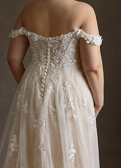 Azazie Florentina Vestidos de novia Vestido Blanco Diamante Champán de Tul de Línea A con Corazón Lentejuelas image10