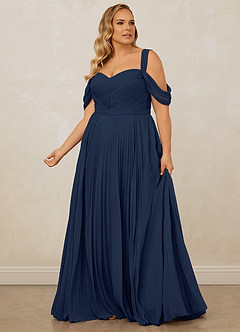 Christian Siriano Bridal for Azazie 1013 Bridesmaid Dresses Dark Navy A-Line Off the Shoulder Chiffon Dress image13
