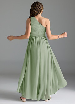 Azazie Mathilda Junior Dusty Sage A-Line Pleated Chiffon Dress image2