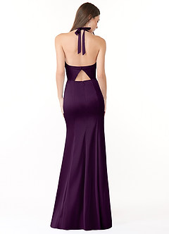 Azazie Emeria Bridesmaid Dresses Grape Mermaid Pleated Stretch Satin Dress image2