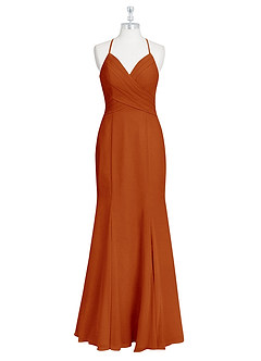 Azazie Carolina Bridesmaid Dresses Paprika Mermaid Ruched Chiffon Dress image6