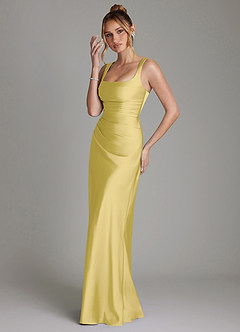 Azazie Agustina Bridesmaid Dresses Canary Mermaid Corset Stretch Satin Dress image5