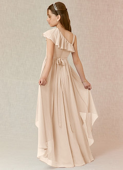 Azazie Mango Junior White Alabaster A-Line Ruched Chiffon Dress image1