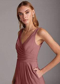 Azazie Ida Abiti da Damigella Tuta in Chiffon Elasticizzato Plissettato Rosa Del Deserto image8