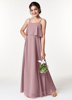 Azazie Izabella A-Line Ruched Chiffon Floor-Length Junior Bridesmaid Dress image6