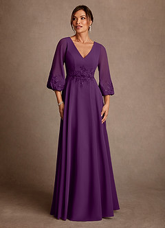 Azazie Yorba Abiti per la Madre della Sposa Abito A-Line in Chiffon Pizzo Uva image1