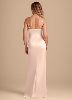 Azazie Camila Bridesmaid Dresses Rose Gold Sheath Sweetheart Neckline Metallic Satin Dress image5