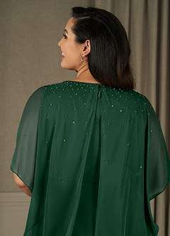 Azazie Aspyn Abiti per la Madre della Sposa Abito Tubino in Maglia Perline Verde Scuro image14