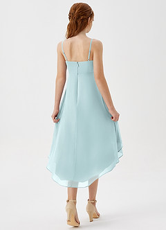 Azazie Mariam Junior Linia A Pofałdowany Szyfon Asymetryczny Młodsza druhna Sukienka image6