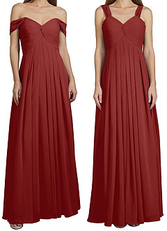 Azazie Kaitlynn Bridesmaid Dresses Rust Empire Ruched Chiffon Convertible Dress image8