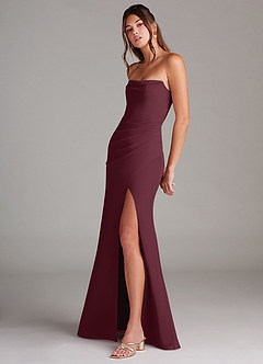 Azazie Leonis Bridesmaid Dresses Cabernet Sheath Strapless Chiffon Convertible Dress image3